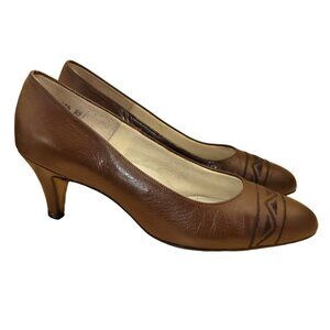 Vintage The Body Shoe Womans Brown Leather Pumps Size 8M Hush Puppies jj3548